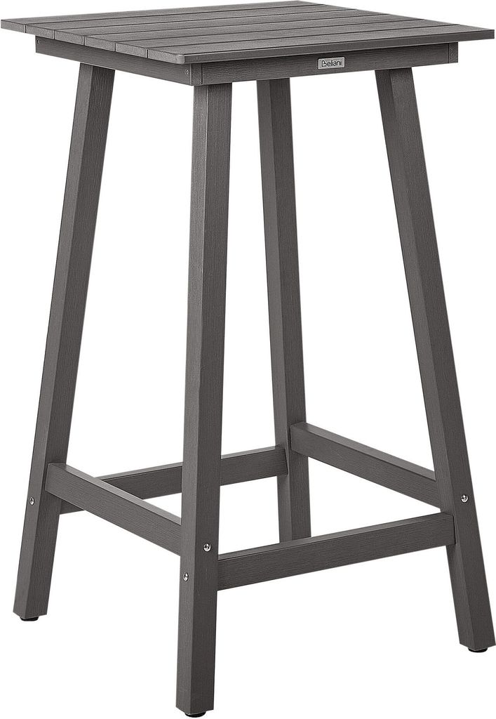 BELIANI Gartentisch Dunkelgrau Kunstholz Quadratisch 60 x 60 cm Holzoptik Muskoka Adirondack Stil Terrasse Out- & Indoor Hochtisch Bartisch
