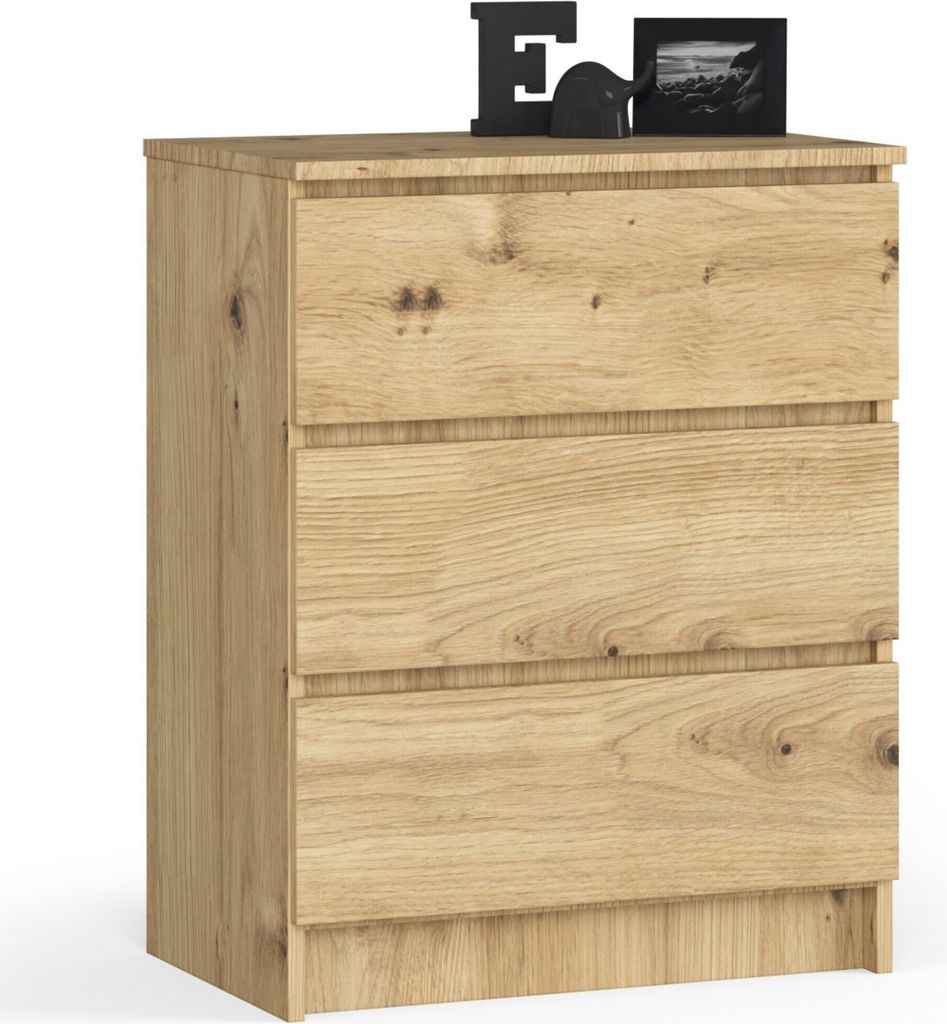 Kommode AKORD K60 Eiche Artisan 60 cm 3 Schubladen B60 x H77 x T40 cm