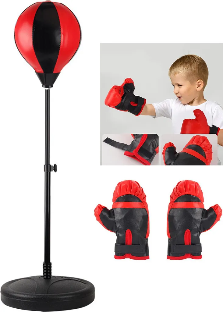 Punching ball pour enfant avec gants kit de boxe réglable 110cm
