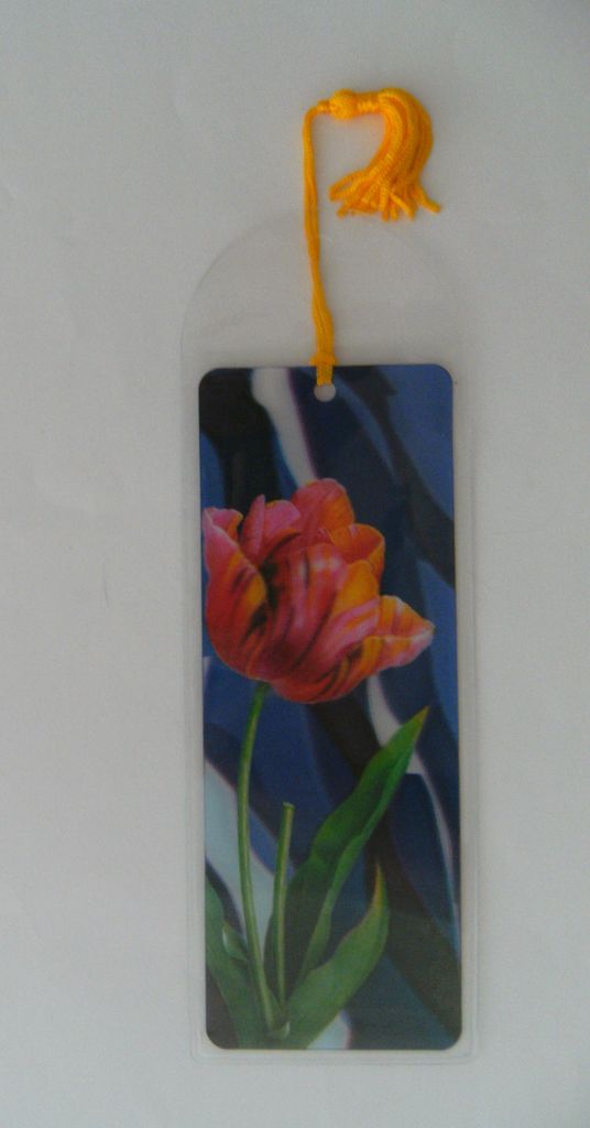 3D Lesezeichen Tulpe, 15x5 cm, Blume Wackelbild Wackelkarte Buchzeichen Bookmark Bücher Buch