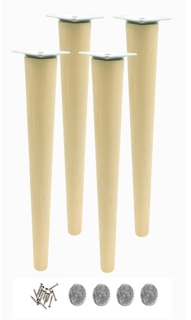 4 ks Dřevěné bukové nohy 40 cm – surové, jednoduché, s Obrázek produktu 