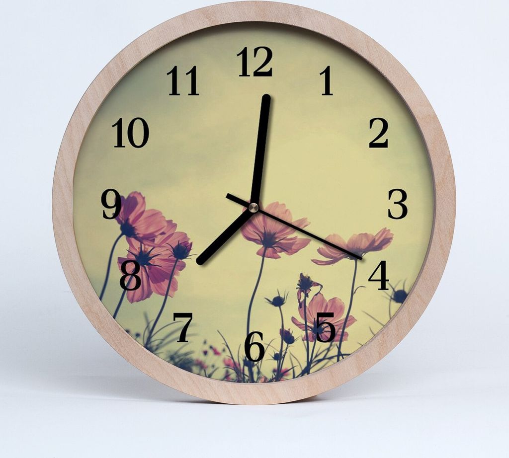 Holzuhr 30fi cm wanduhr - Blumen Blumen