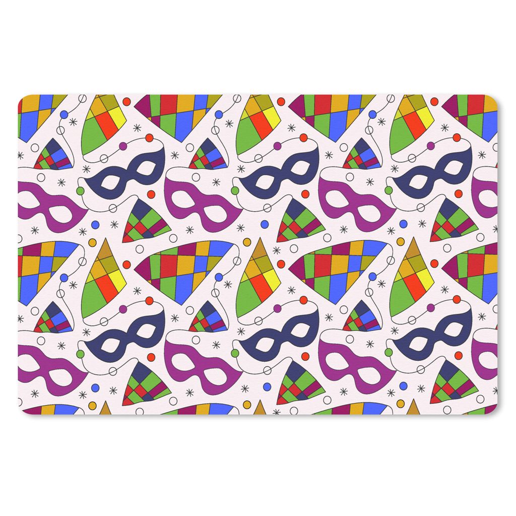 MuchoWow Mauspad Mousepad Karneval - Muster - Masken 27x18 cm - Mousepads - Maus Mat - Pad - Mausunterlage - Büroartikel - Desk Matten