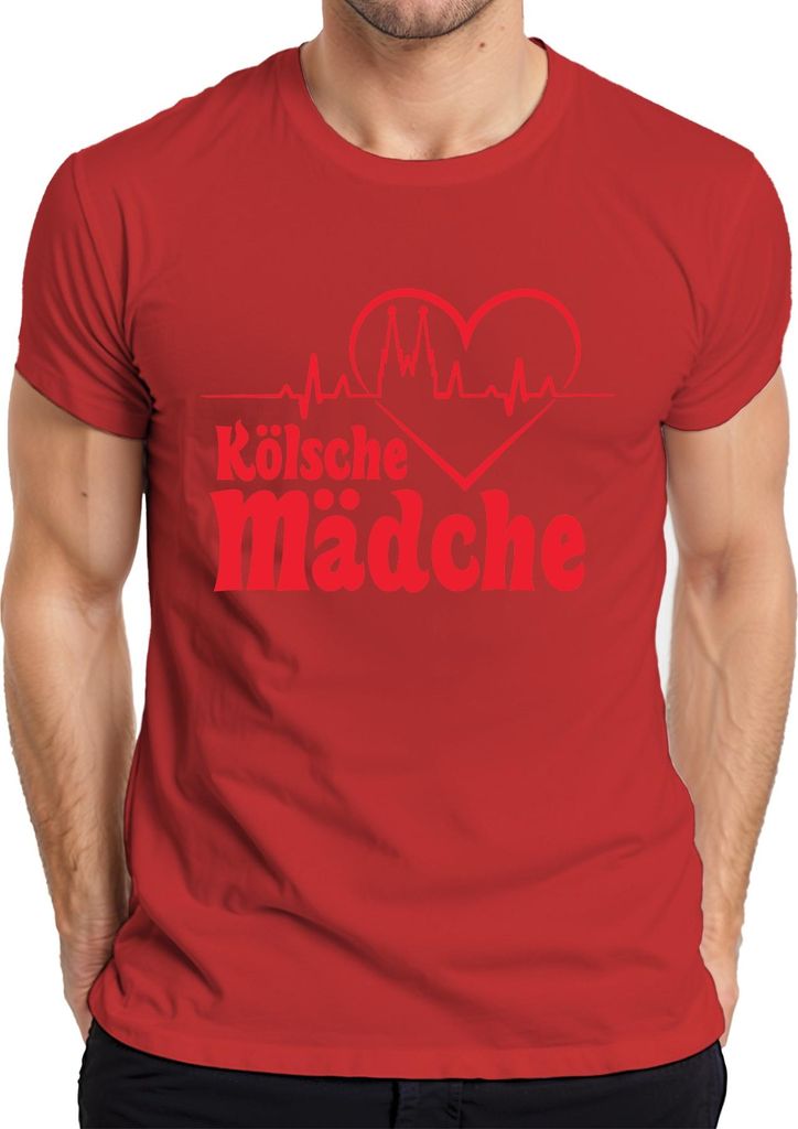 Kölsche Mädche Köln Dom Herzschlag Karneval Fasching fünfte Jahreszeit Herren T-Shirt, Rot, XL