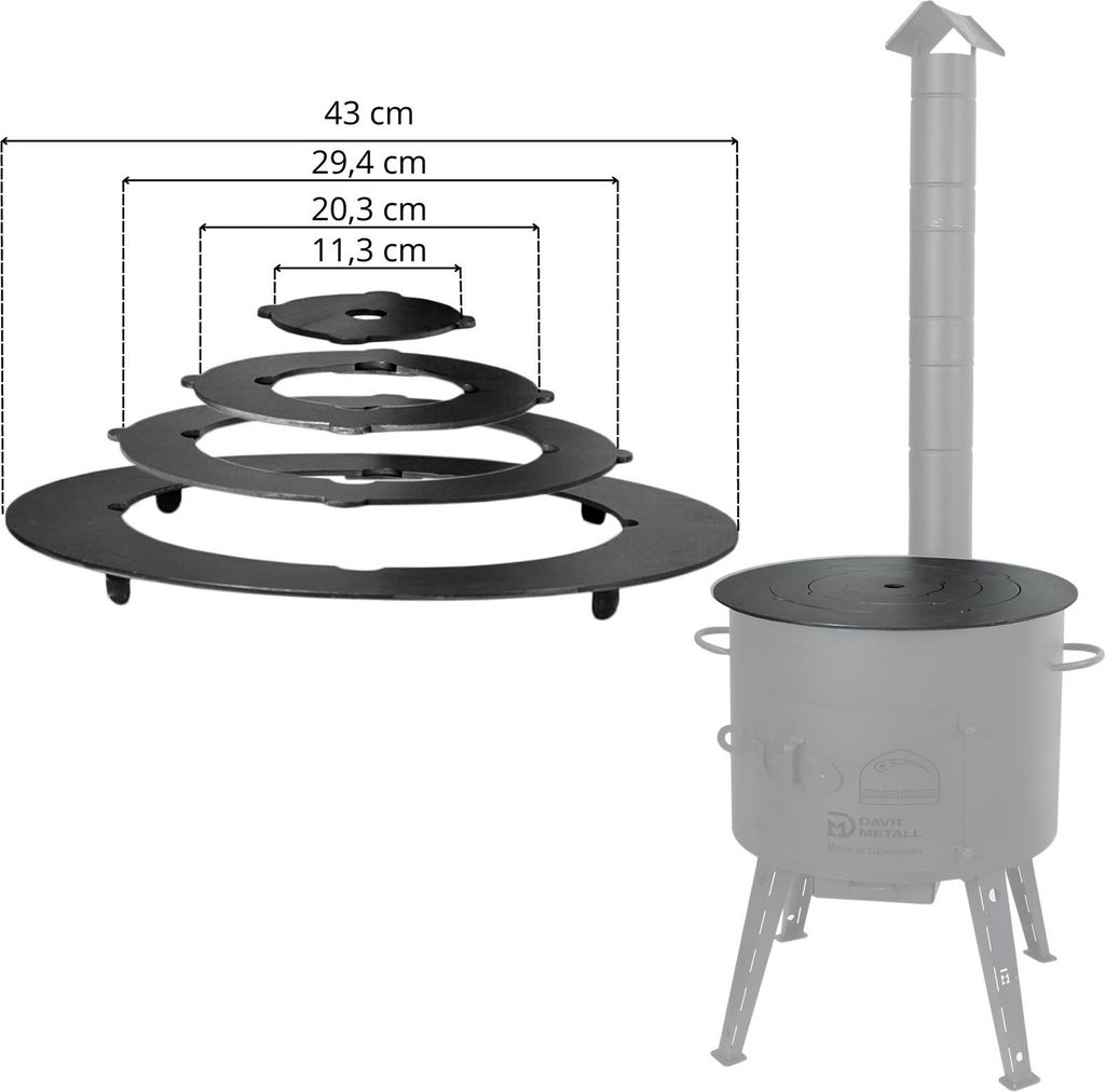 Adapter - Ringe für Eintopfofen 38-42 cm Utschak Herdplatte für Feuerkessel Kasan Adaptierung Kazan