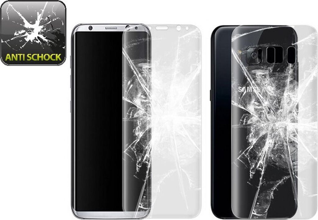 2x Panzerfolie für Samsung Galaxy S8 FULL COVER Anti-Schock Displayfolie KLAR FB