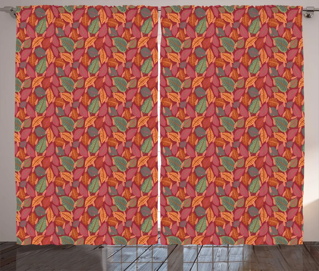 Rideau pour Grand Salon Décor Botanique Automne 280x225 cm Multicolore