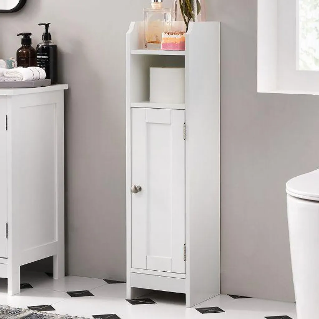 Petit meuble d'appoint Maddy blanc 80 cm design étroit et compact