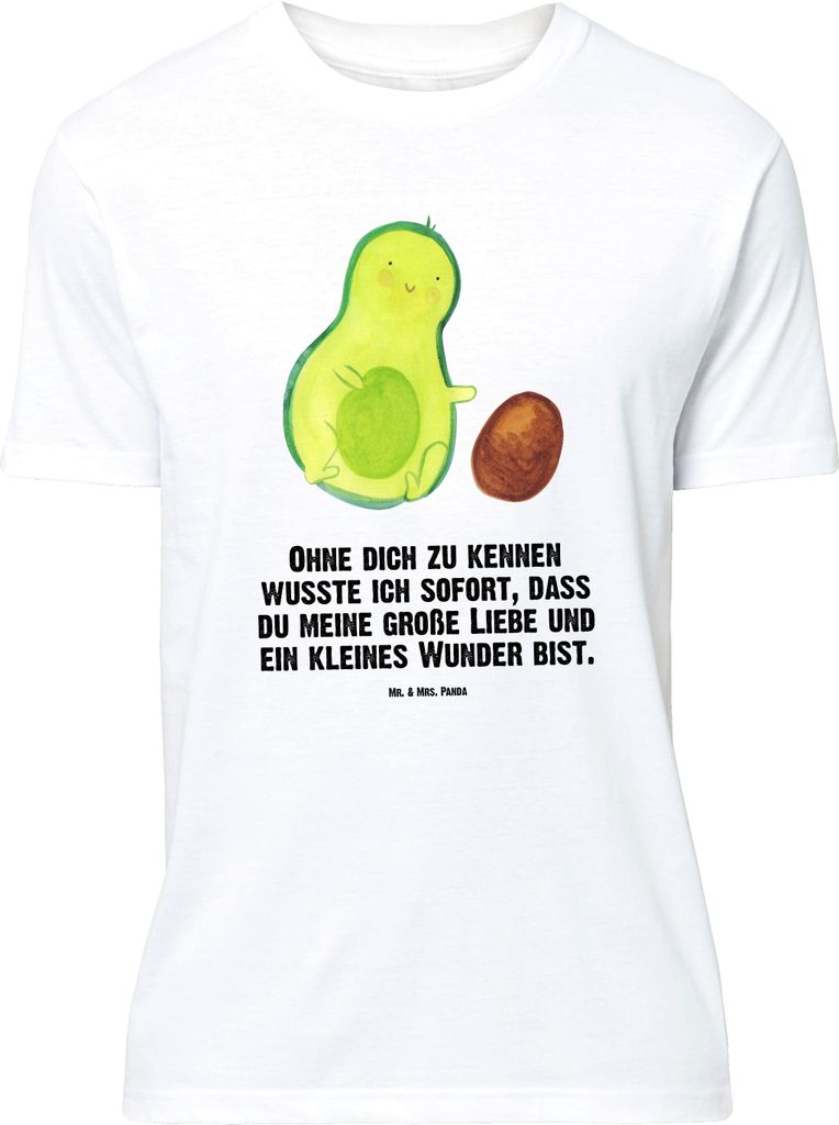 Mr. & Mrs. Panda Größe M T-Shirt Avocado Kern rollt - Weiß - Geschenk, Love, mit Spruch, Baby, Liebe, Herren, Shirt, Babyparty, Geburtstag, Tshirt