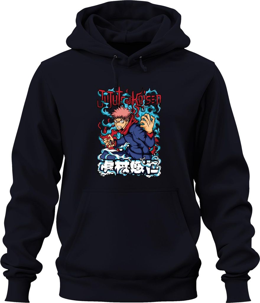 Jujutsu Kaisen Yuji Itadori Anime Manga Fan Geschenk Action Uni Hoodie Kapuzenpullover, Navy, 3XL