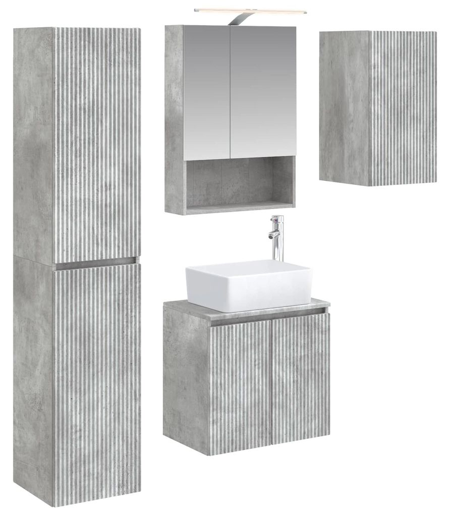 vidaXL Badezimmerschrank-Set 5 pcs Betongrau 50 x 14,5 x 70 cm