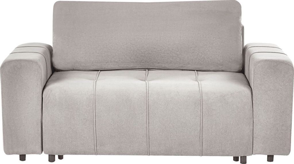BELIANI Sofa Hellgrau Stoff 2-Sitzer Gepolstert mit Schlaffunktion Stauraum für 2 Personen Modernes Retro Design Couch Wohnzimmermöbel