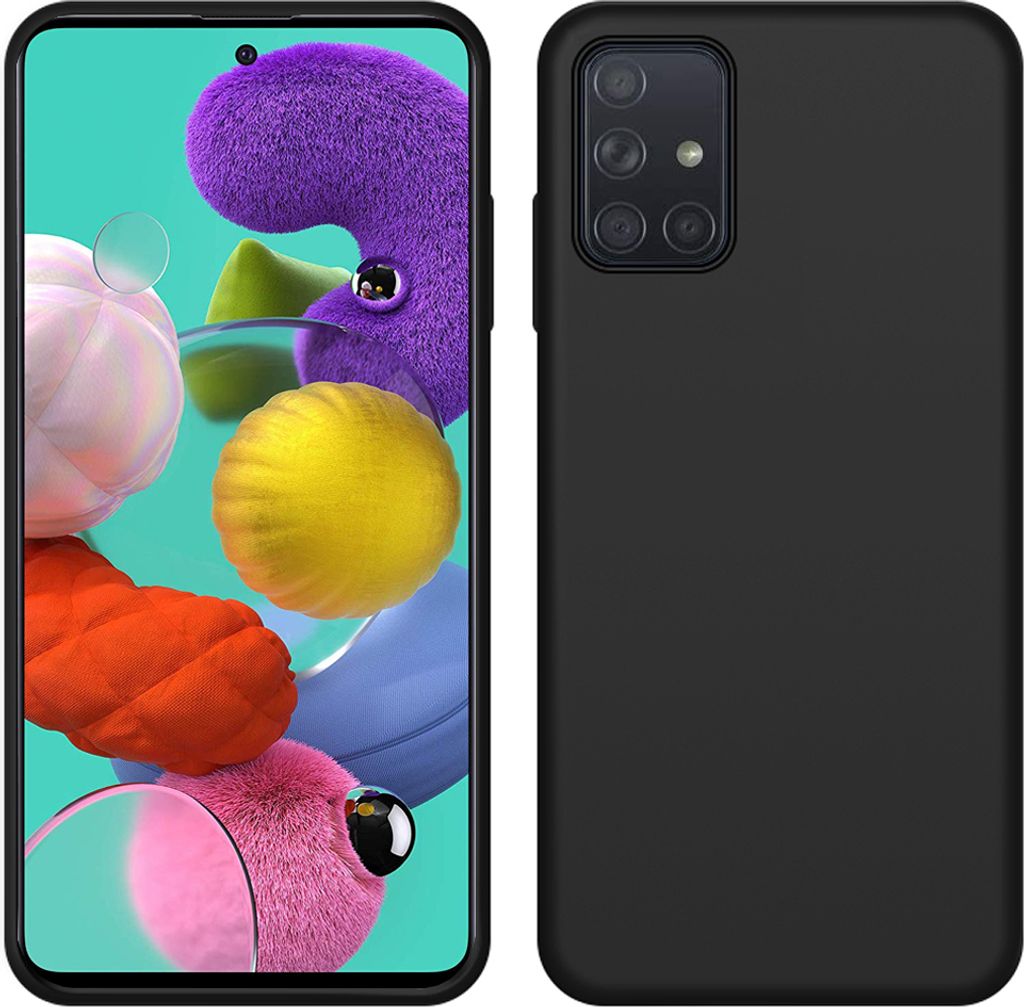 Galaxy A51 Hülle, LaimTop Slim Flüssig Silikon Soft Gel Gummi Stoßfest Kratzfest Schutzhülle für Samsung Galaxy A51 Schwarz