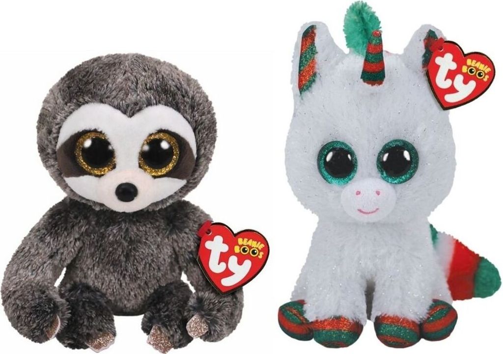 Ty - Stofftiere - Beanie Boo's - Dangler Sloth & Christmas Unicorn
