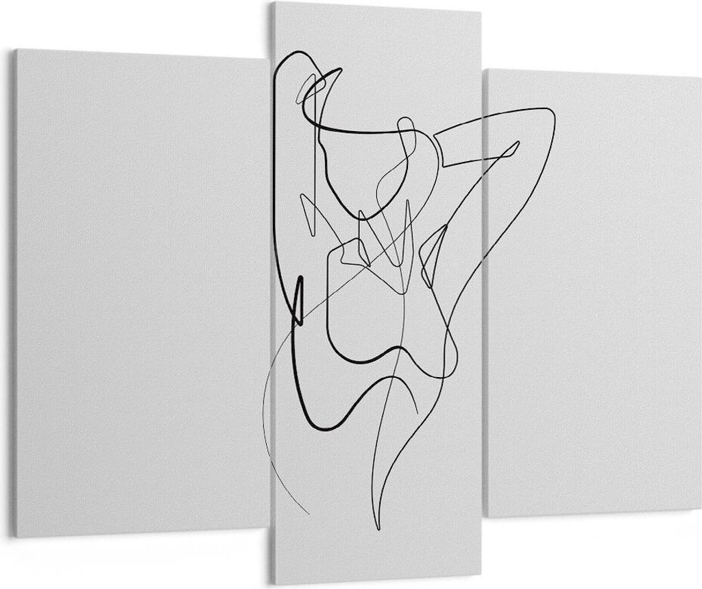 Bild auf Leinwand - Leinwandbild - 3 Teile - Frau Bleistift Linie - 130x100cm - Wand Bild - Wanddeko - Wandbilder - Leinwanddruck - Bilder - Wandde...