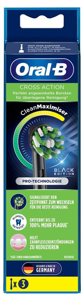 Oral-B CrossAction Aufsteckbürsten, schwarz, 3 Stück, 3 Produktbild 