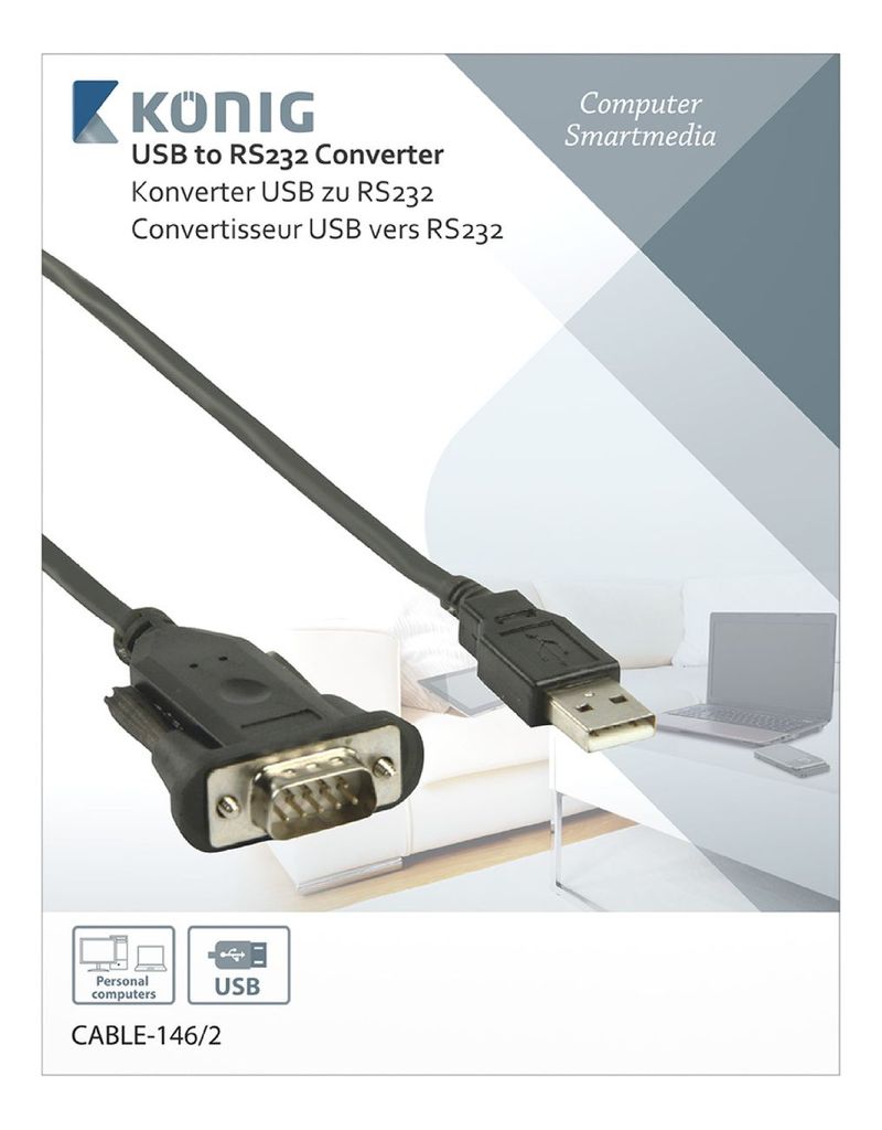 Anschlusskabel USB 2.0 A Stecker RS 232, 1,8m