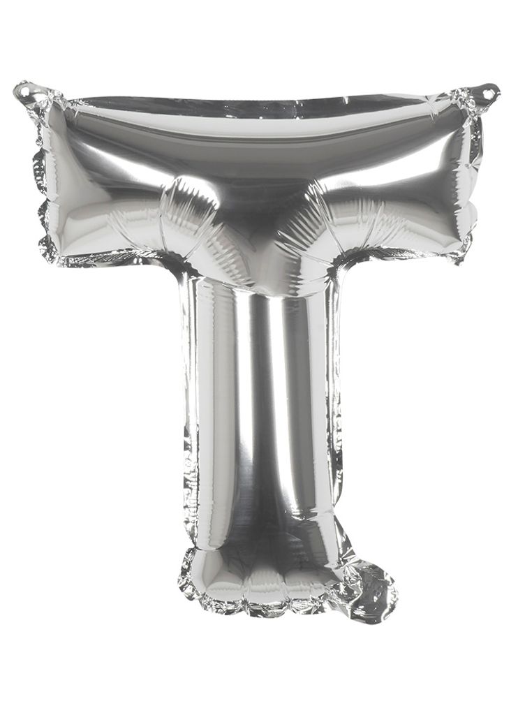 Folienballon silber 36 cm Buchstabe T