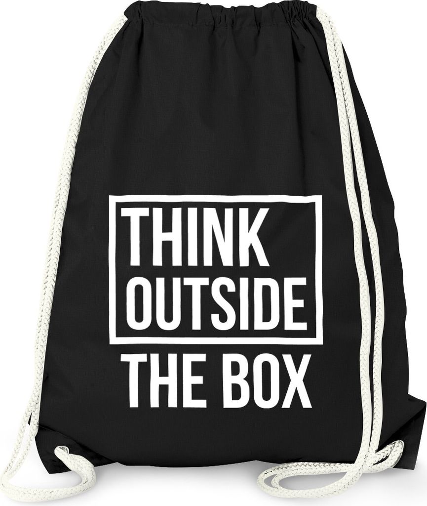Turnbeutel Think Outside the Box Hipster Beutel Tasche Jutebeutel Gymsac Gymbag Moonworks schwarz unisize