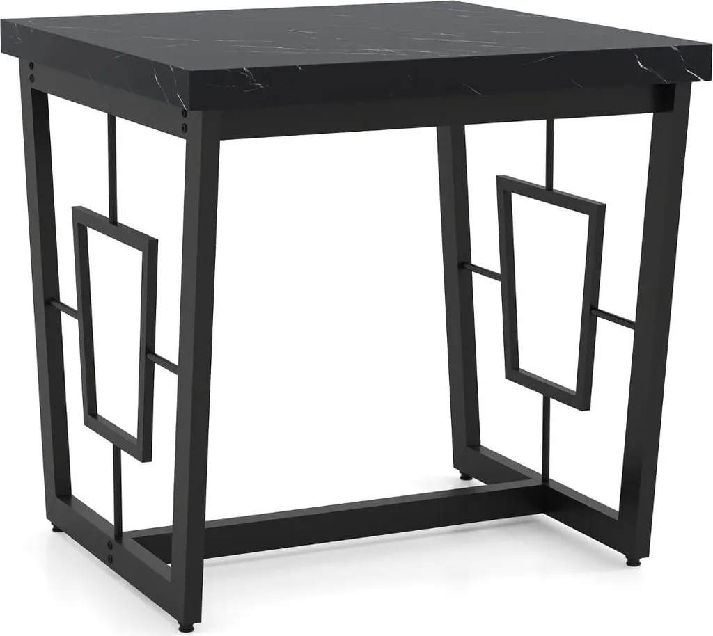 Petite table de salon en marbre noir 60 cm - Support élégant pour vase