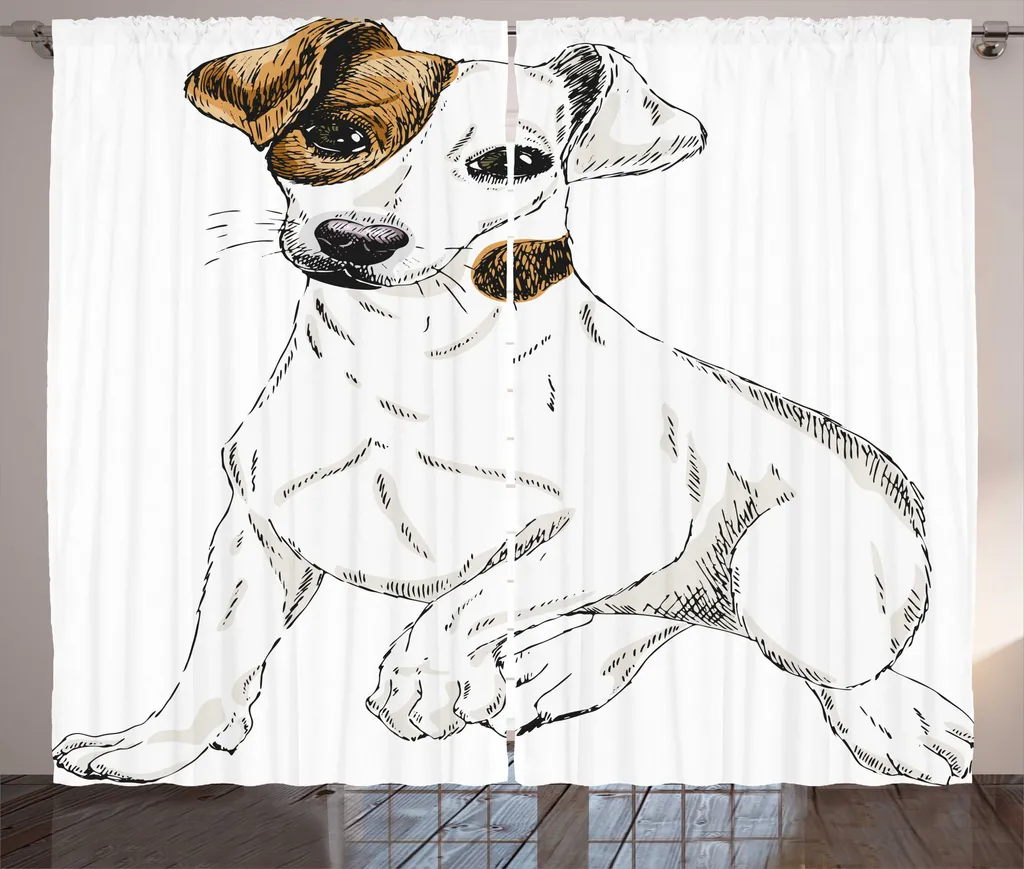 Rideau Rustique Portrait Jack Russell Universel à Boucles 280x225 cm