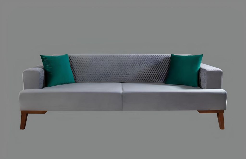 Graue Dreisitzer Samt Couch Wohnzimmer Couchen Sofa Elegante Sitzmöbel Sofa Neu
