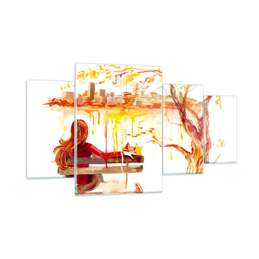 Bilder auf glas - Weiblich städtisch quadrat natur - 160x90cm - Glasbilder - Wandbilder - Kunstdruck - zum Aufhängen bereit - Wanddekoration aus ...