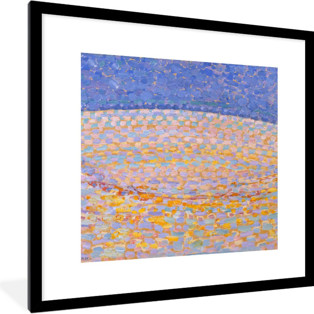 MuchoWow Gerahmtes Poster Düne III - Piet Mondrian - Alte Meister 40x40 cm - Poster mit Schwarzem Bilderrahmen Wandposter Rahmen Foto Bilder - P...