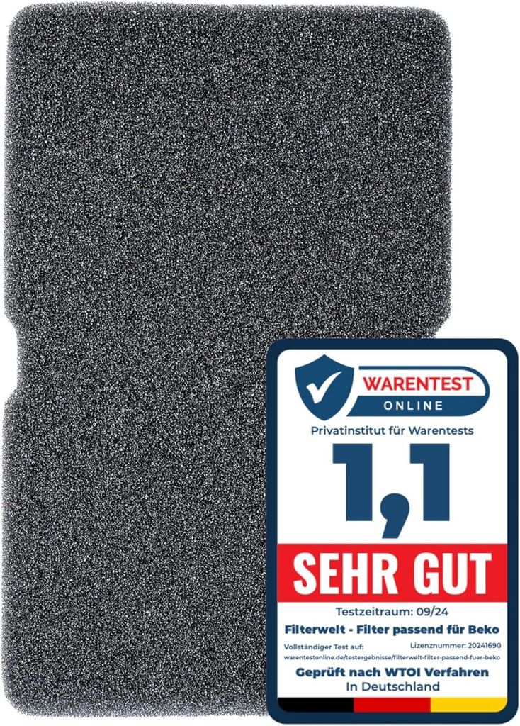 Filterwelt Sockelfilter passt für Beko Grundig Schwammfilter Trockner Wäschetrockner 2964840100 2964840200