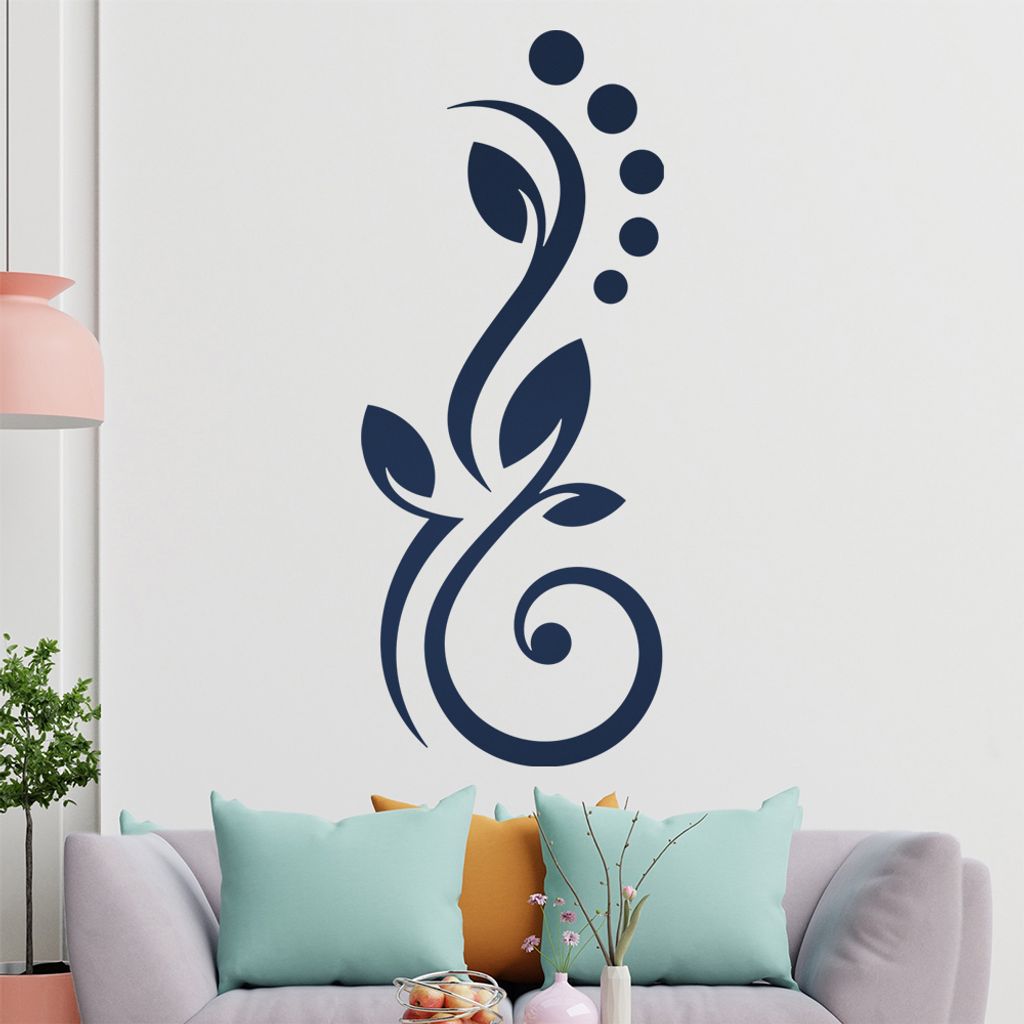 Blüte Linien Punkte Wandtattoo in 6 Größen - Wandaufkleber Wall Sticker - Dekoration, Küche, Wohnzimmer, Schlafzimmer, Badezimmer