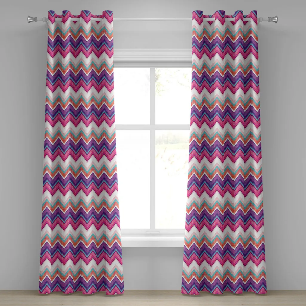 Paire de rideaux à œillets motifs zigzag - Décoration moderne 280x175