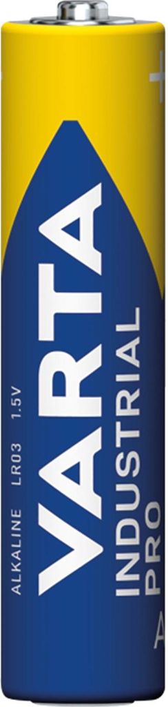 A single VARTA Industrial Pro AAA battery is shown against a white background.