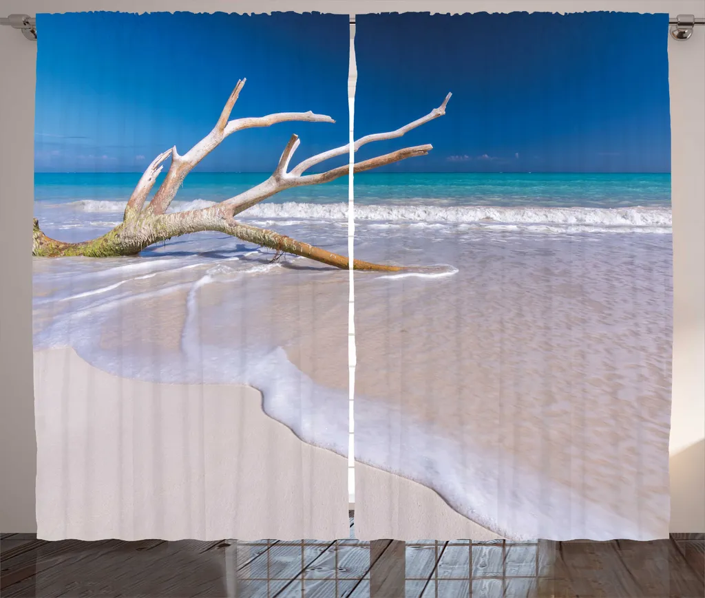 Rideau à Ruban Froncé Imprimé Nature 280 x 225 cm pour la Chambre