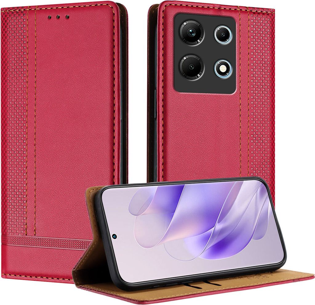 Handyhülle für Infinix Note 30 5G/4G Leder Flip Klappbare Schutzhülle mit Standfunktion Rot