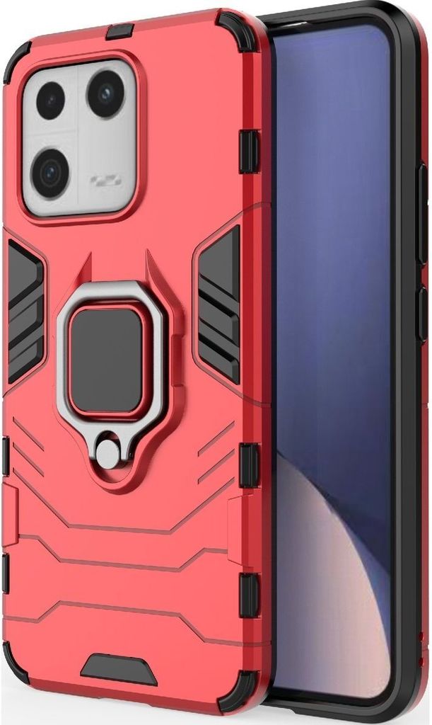 Mobigear Armor Ring Xiaomi 13 Hülle Hardcase Backcover Stoßfest mit Ringhalter - Rot