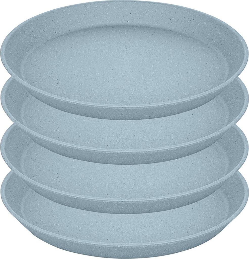 Koziol Kleiner Teller Connect Plate 4er Set, Biozirkulärer Kunststoff, Nature Flower Blue, 20.5 cm, 7100716