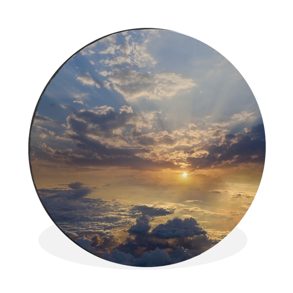 MuchoWow Aluminium Wandkreis Dramatischer Himmel bei Sonnenuntergang Ø 30 cm Wanddeko Modern Wohnzimmer - Wand Bild - Wohnzimmer - Runde Bilder ...