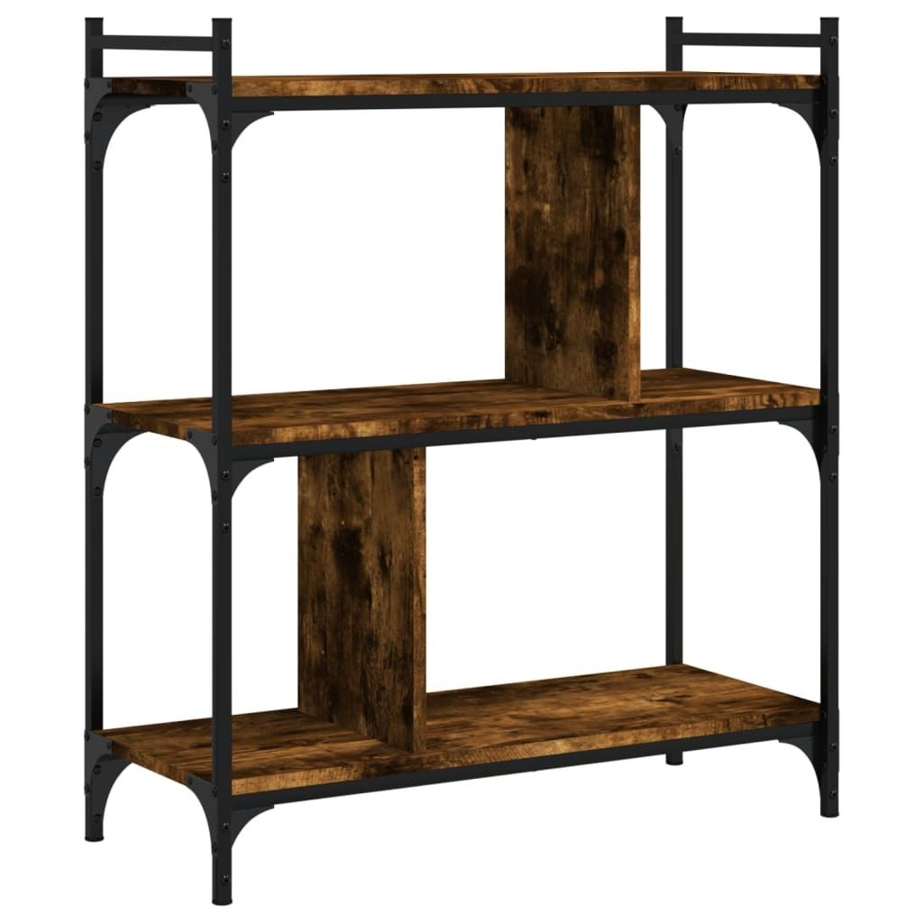 vidaXL Bücherregal 3 Böden Räuchereiche 76x32x88 cm Holzwerkstoff