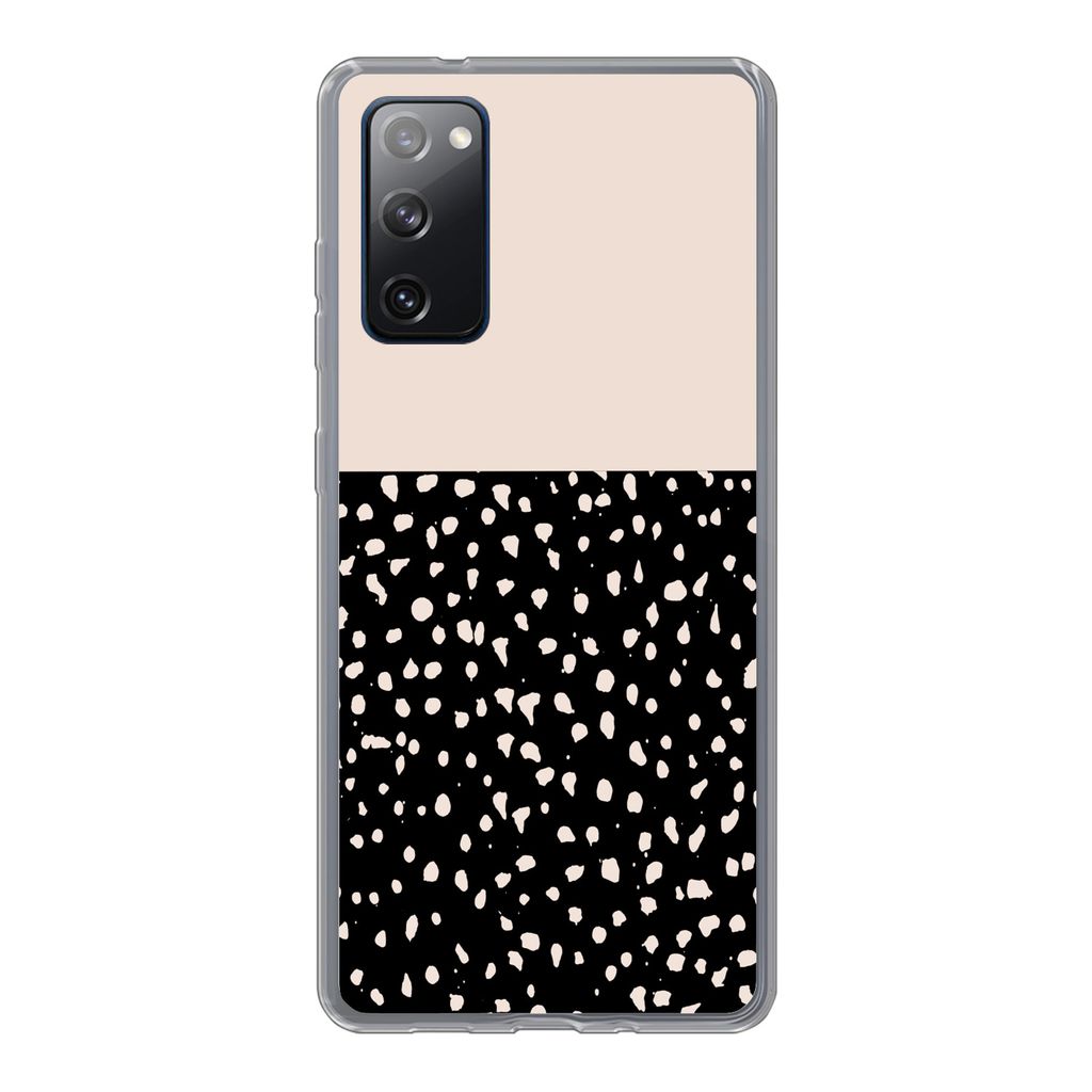MuchoWow Handyhülle Schutzhülle Hülle für Samsung Galaxy S20 FE Polka dots - Beige - Schwarz Silikon Softcase Handy Hülle - Abdeckung