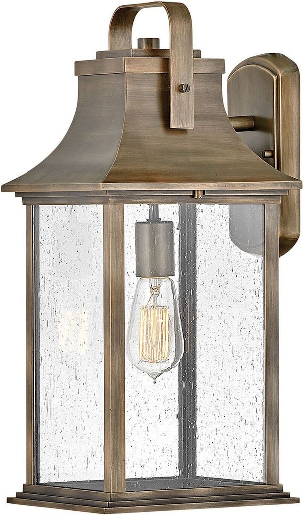 Wandlampe außen Aluminium Glas E27 IP44 48,3 cm hoch in Bronze brüniert Rustikal Außenwandlampe