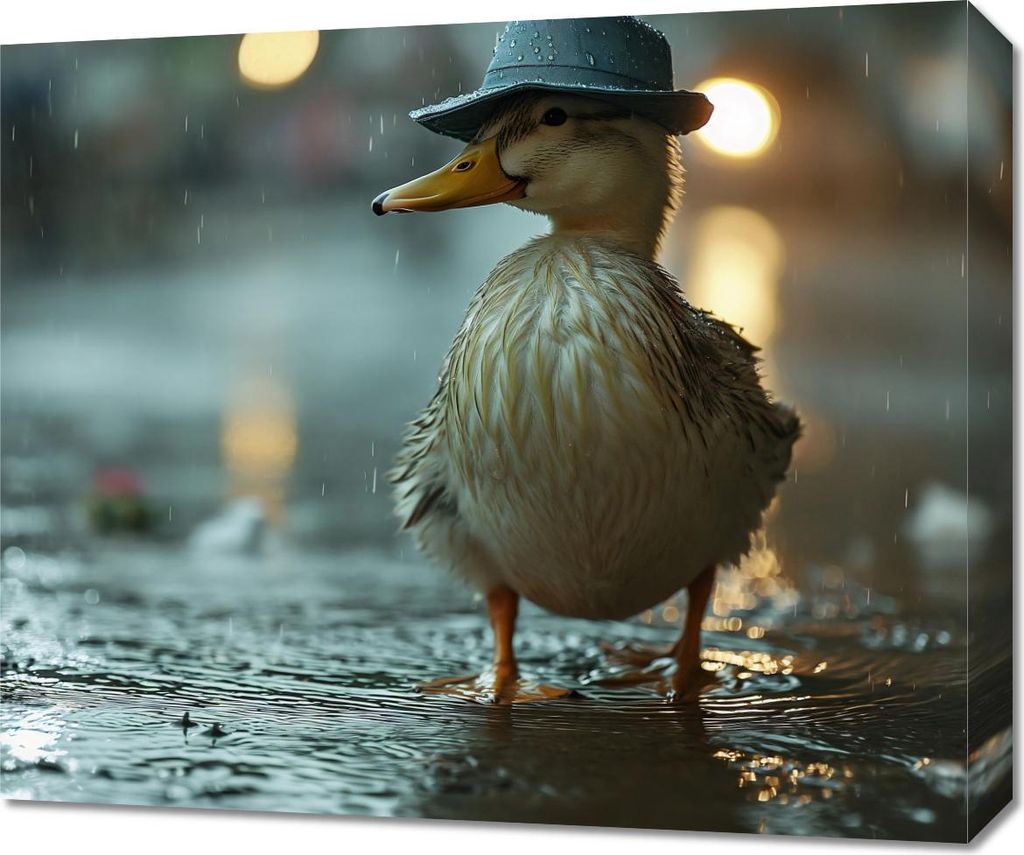Bild 60x50cm Ente mit Hut