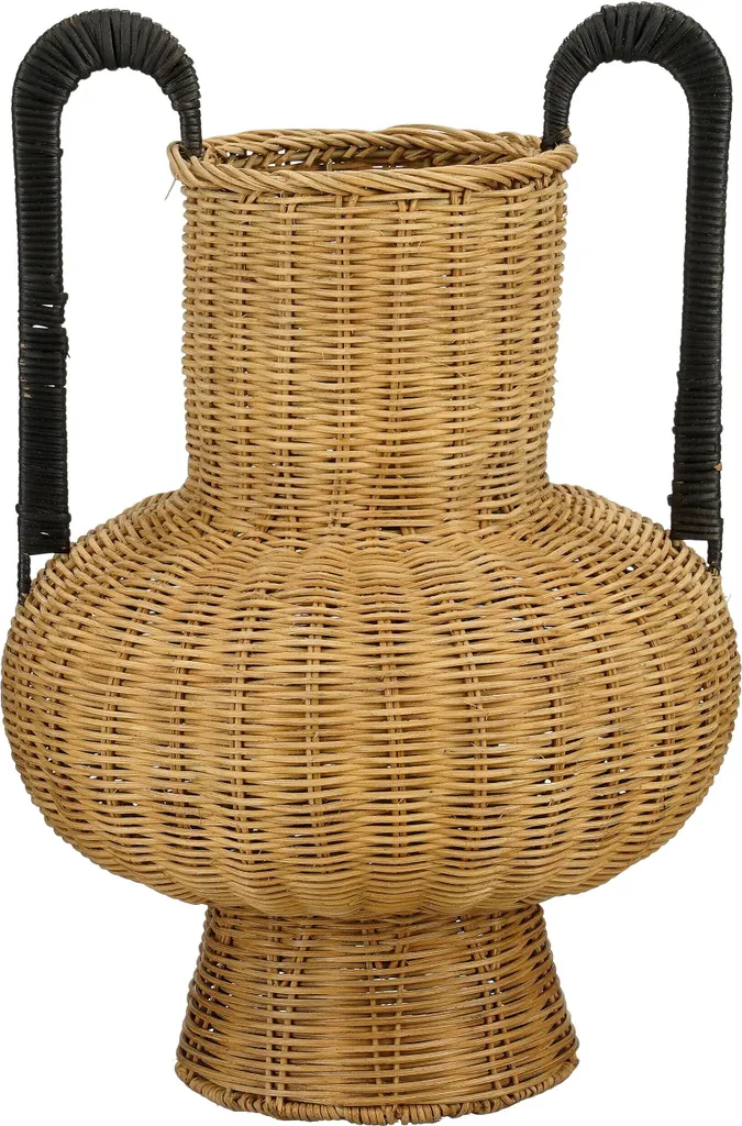 Grand Vase Décoratif en Rotin Tressé Loulou Marron pour Fleurs Séchées