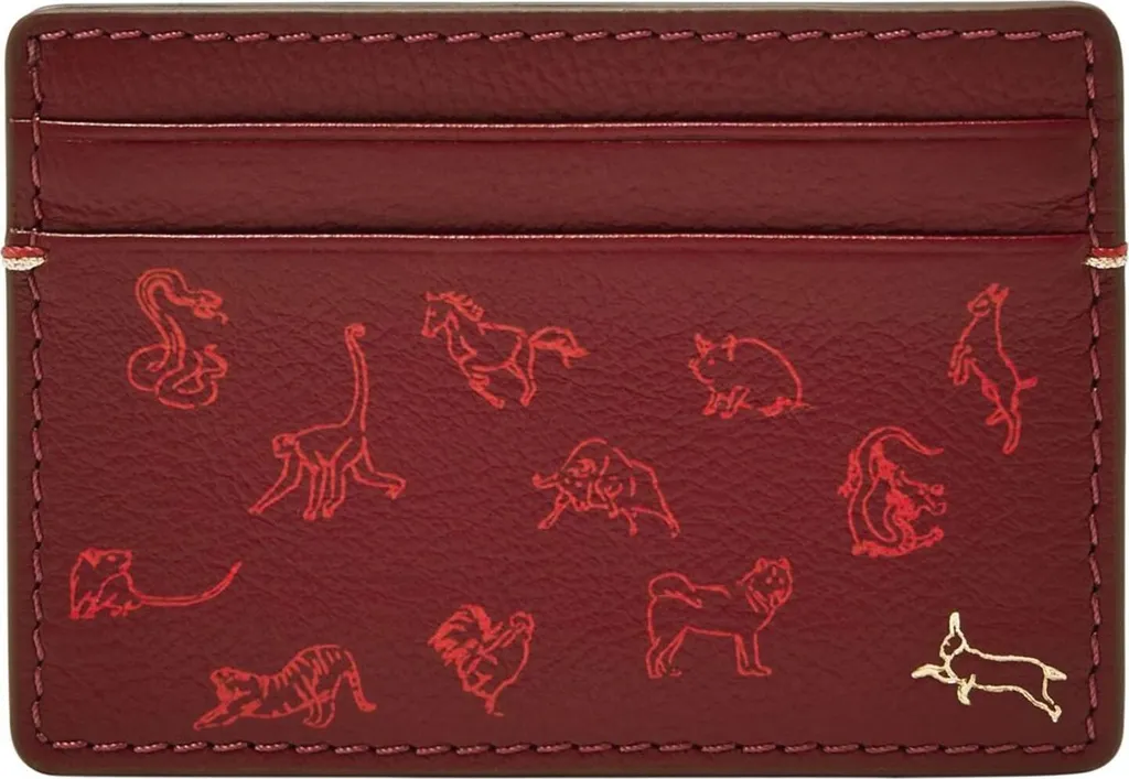 Porte-cartes Anti-encombrement Fossil Steven Cuir Red Velvet