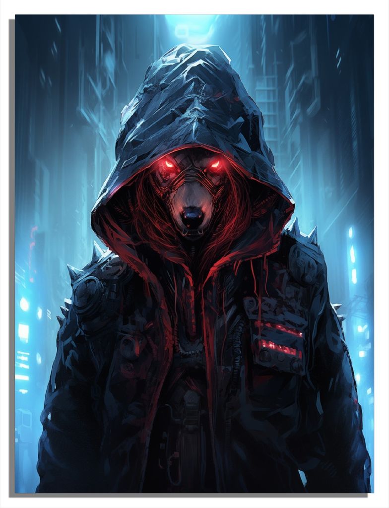 Wallario Magnet für Kühlschrank / Geschirrspüler, magnetisch haftende Folie - 60 x 80 cm, Motiv: Dunkler Cyberwolf