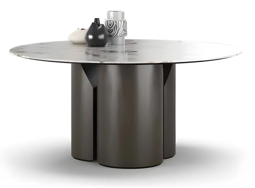 Moderner grauer Couchtisch aus Holz und Marmor