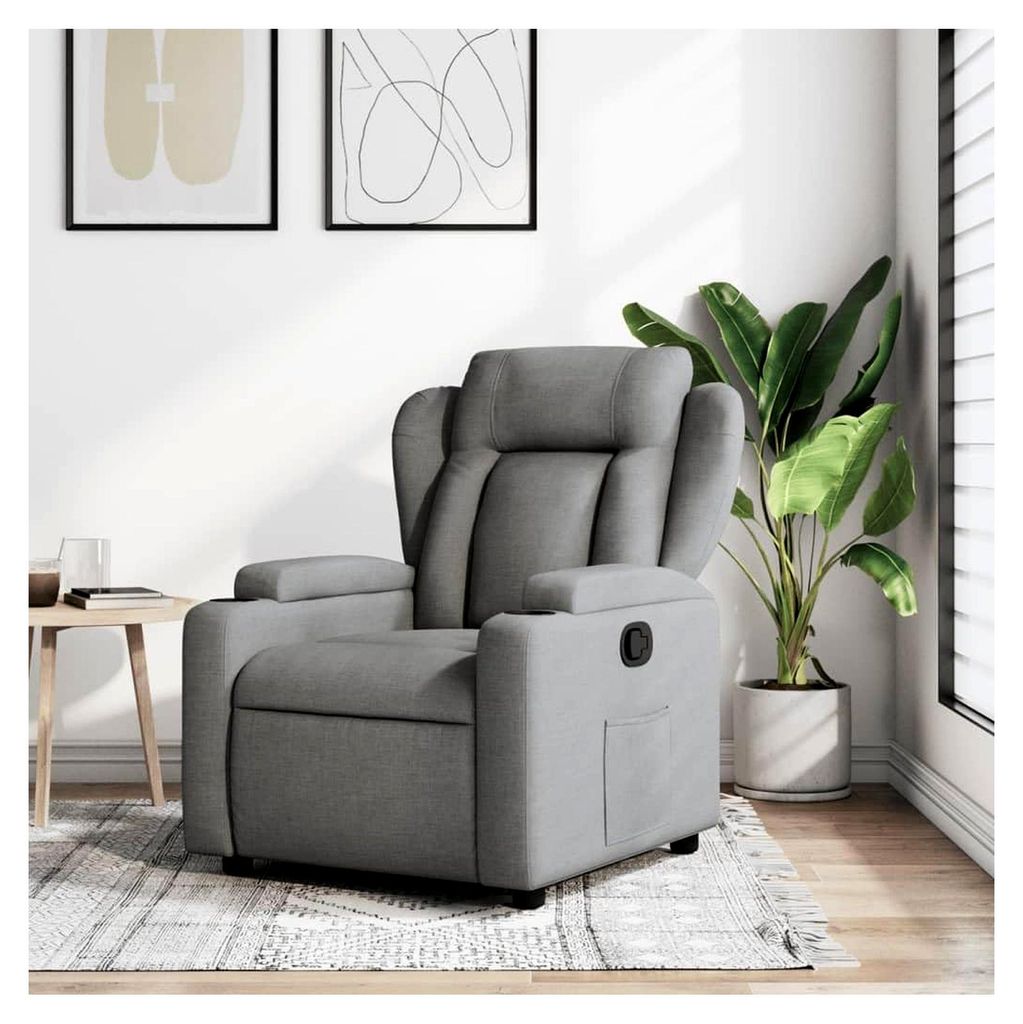 Relaxsessel Hellgrau Stoff, Fernsehsessel, Kinosessel, Gaming Couch