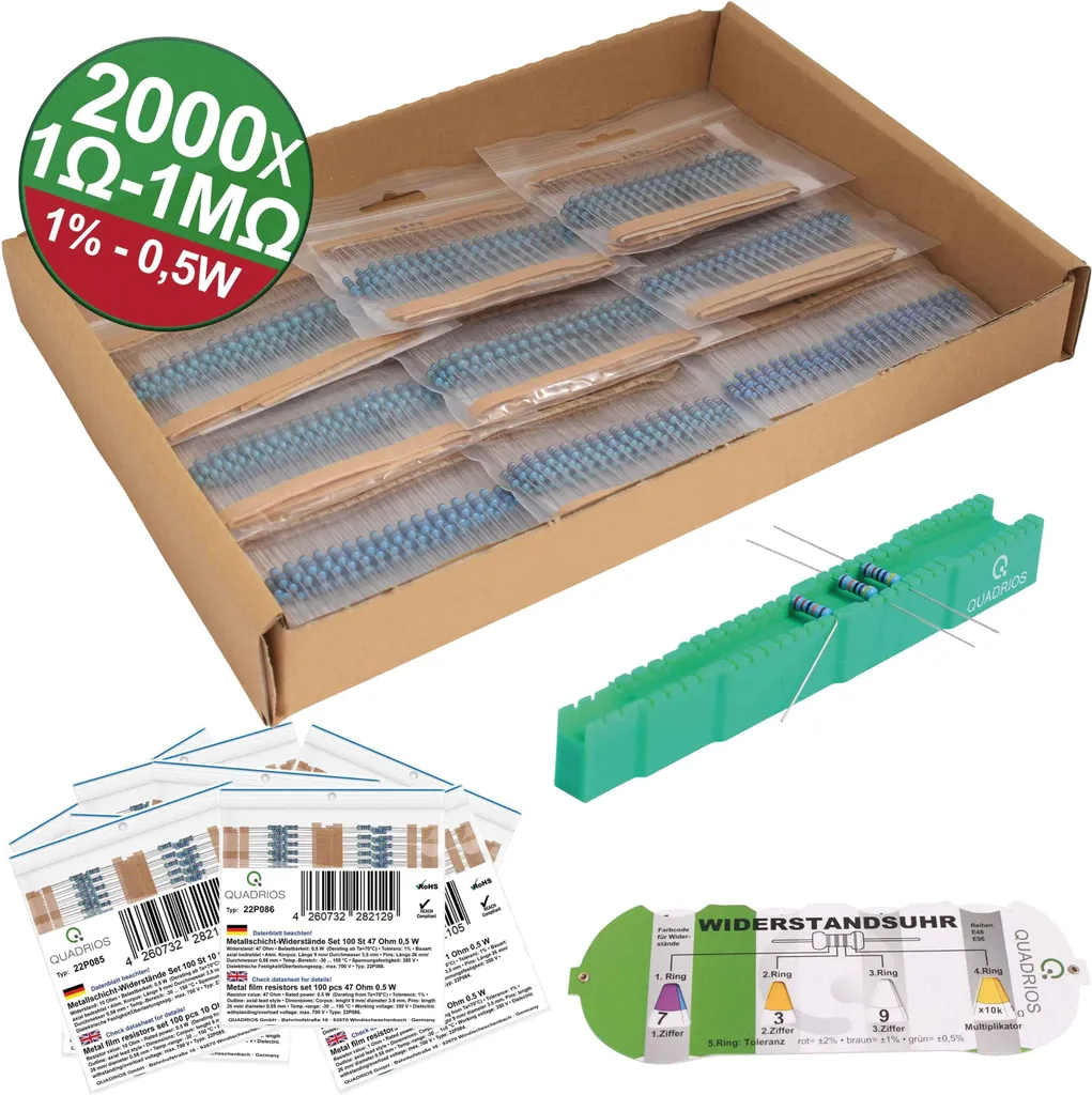 Quadrios 23P130 Résistance à couche métallique 0.5W 1% Lot de 2000 pcs