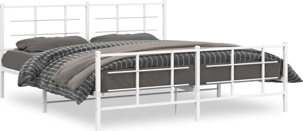 Maison Exclusive - Bettgestell mit Kopf- und Fußteil Metall Weiß 183x213 cm
