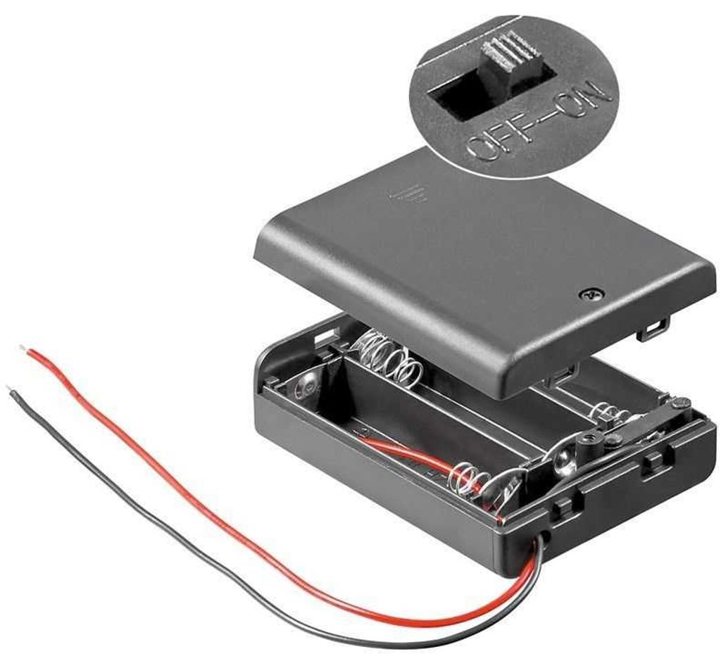 Portabatterie per 3 batterie Mignon con coperchio e Immagine del prodotto 