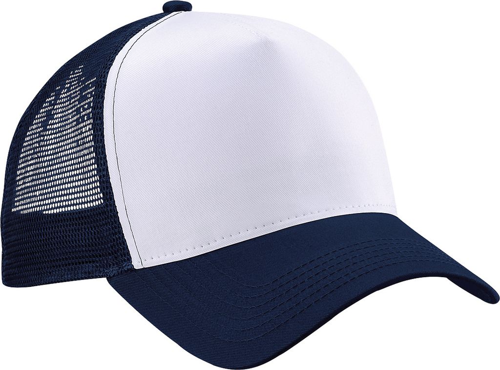 Beechfield Herren Trucker-Baseballkappe mit Netzeinsätzen (2 Stück/Packung) RW6695 (Einheitsgröße) (Marineblau/Weiß)